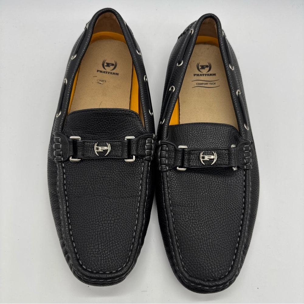 Men's PHAT FARM Comfort Tech Black Driving Slip on Casual Loafers Shoes SZ 12